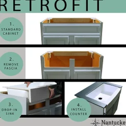 Hot RetroFit Glacier Stone Single Bowl Ezapron Kitchen Sink Single Bowl Sinks|Apron Front / Farmhouse Sinks