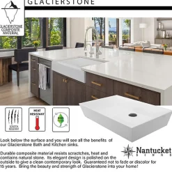 Hot RetroFit Glacier Stone Single Bowl Ezapron Kitchen Sink Single Bowl Sinks|Apron Front / Farmhouse Sinks