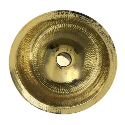 Discount RLB - 16.5-Inch Hammered Brass Round Undermount Bathroom Sink with Overflow Undermount