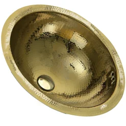 Discount RLB - 16.5-Inch Hammered Brass Round Undermount Bathroom Sink with Overflow Undermount