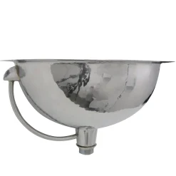 Online RLS-OF 16.875-Inch Hand Hammered Stainless Steel Round Undermount Bathroom Sink with Overflow Undermount|Stainless Steel Sinks