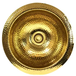 Outlet ROB - 13-Inch Hand Hammered Brass Round Undermount Bar Sink Bar / Prep Sinks