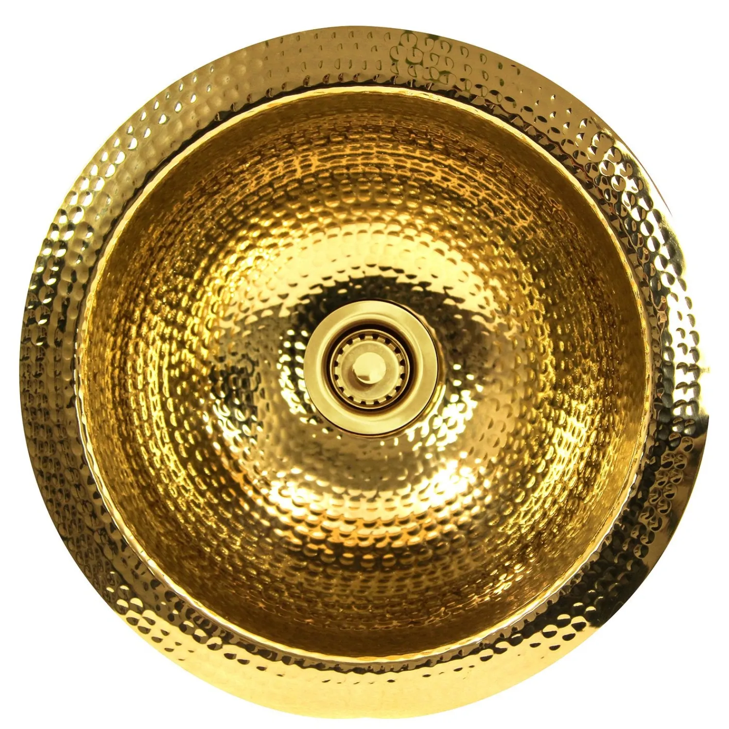 Outlet ROB - 13-Inch Hand Hammered Brass Round Undermount Bar Sink Bar / Prep Sinks
