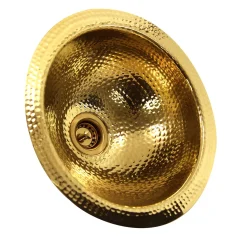 Outlet ROB - 13-Inch Hand Hammered Brass Round Undermount Bar Sink Bar / Prep Sinks