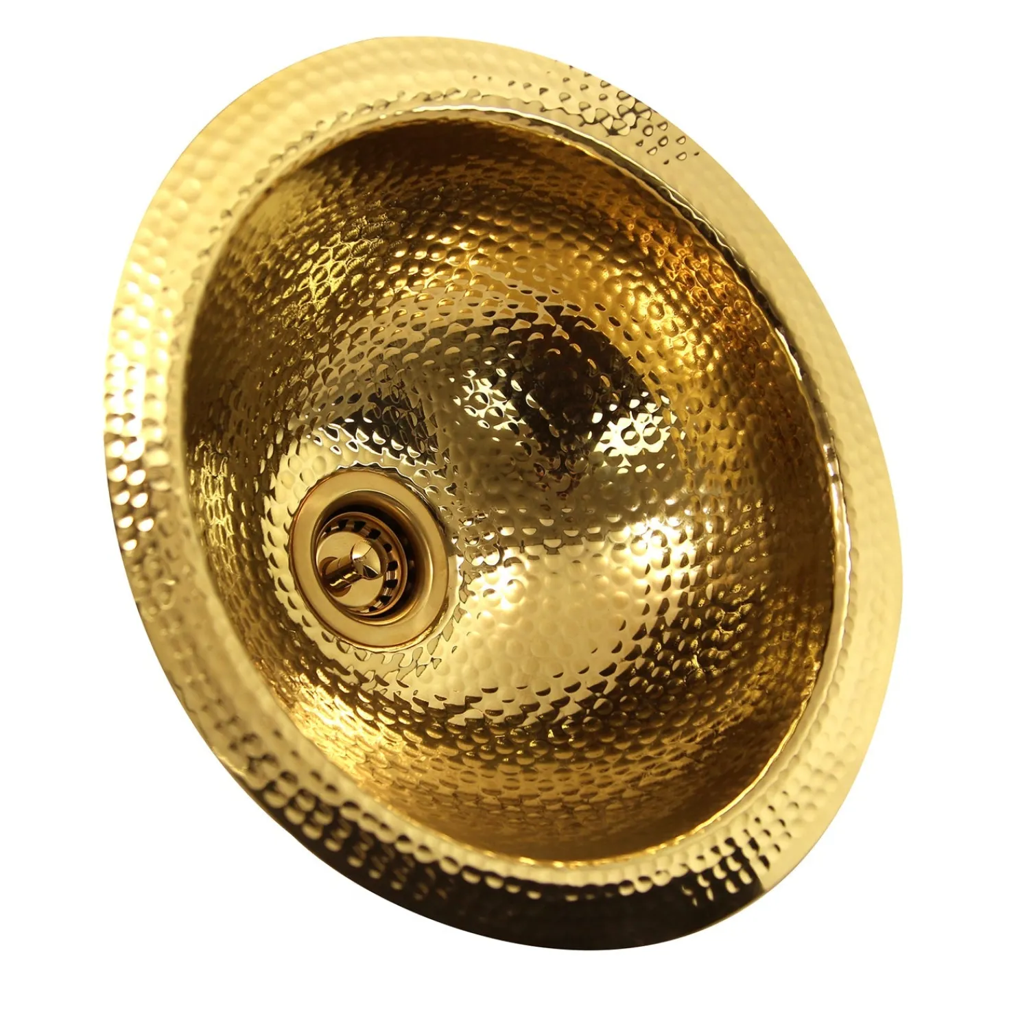 Outlet ROB - 13-Inch Hand Hammered Brass Round Undermount Bar Sink Bar / Prep Sinks