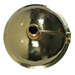 Clearance ROB-OF - 13-Inch Hand Hammered Brass Round Undermount Bathroom Sink, Brass with Overflow Undermount