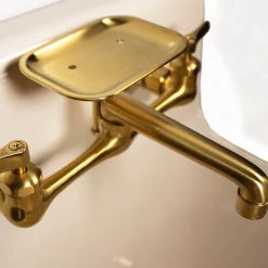 Best Satin Brass Wall Mount Utility Faucet with Soap Dish Wall Mounted Kitchen Faucets