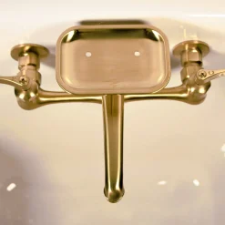 Best Satin Brass Wall Mount Utility Faucet with Soap Dish Wall Mounted Kitchen Faucets