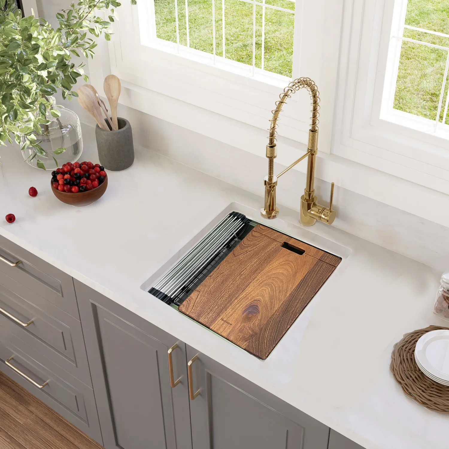 New 19" Single Bowl Undermount Workstation Prep Sink Bar / Prep Sinks|Workstation Sinks