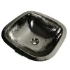 New SQRN-OF 16.25" Hand Hammered Nickel Plated Brass Vanity Sink with Overflow Undermount
