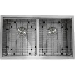 Hot SR-PS-3219-DE-16 Double Equal Workstation Small Radius Undermount Stainless Sink with Accessories Workstation Sinks|Double Bowl Sinks