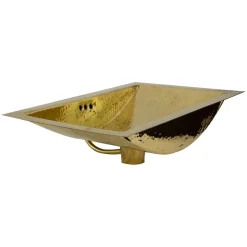 Discount TRB-OF - 19.8-Inch 12.8-Inch Hand Hammered Brass Rectangle Undermount Bathroom Sink with Overflow Undermount