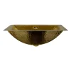 New TRB2416-OF - 23.5-Inch x 15.5-Inch Hand Hammered Brass Rectangle Undermount Bathroom Sink with Overflow Undermount