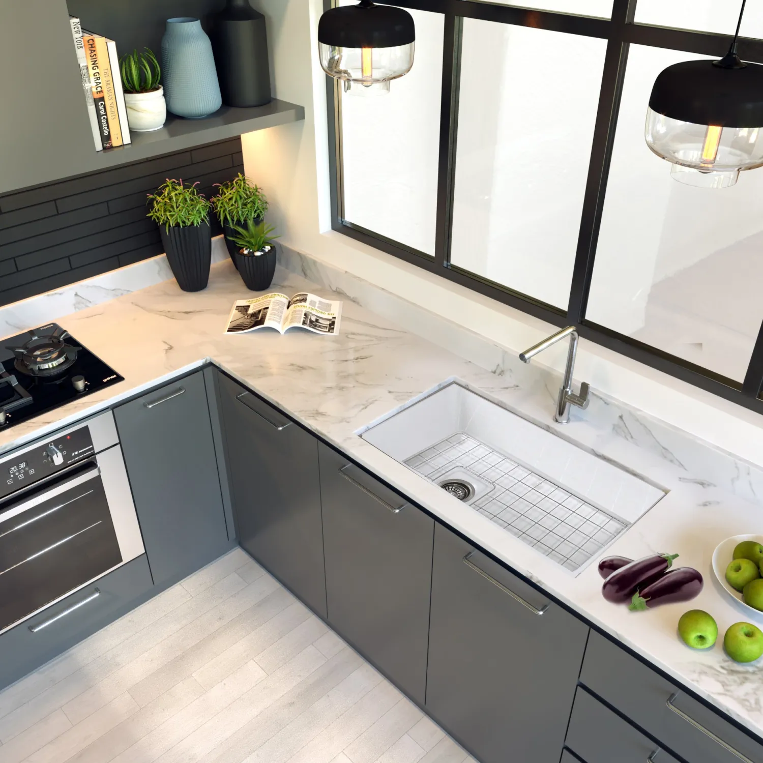 34" Undermount Fireclay Kitchen Sink Single Bowl Sinks|Undermount Sinks