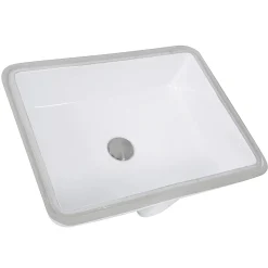 Best 17 x 13 Glazed Bottom Undermount Rectangle Ceramic Sink in White Undermount