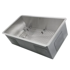 Discount ZR3218-OSD - 32" Pro Series Large Rectangle Single Bowl Undermount Small Radius Stainless Steel Kitchen Sink, Offset Drain Stainless Steel Sinks|Single Bowl Sinks
