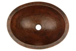 Outlet 17" Oval Dark Hammered Copper Recessed Bathroom Sink Semi-Recessed Sinks