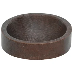 Outlet 17" Oval Dark Hammered Copper Recessed Bathroom Sink Semi-Recessed Sinks