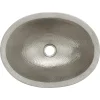 Discount 17" Oval Nickel Plated Hammered Copper Recessed Bathroom Sink Semi-Recessed Sinks