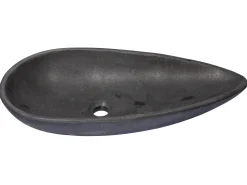 Pod Shaped Vessel Sink in Honed Lava Stone Above Counter / Vessel Sinks
