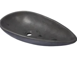 Pod Shaped Vessel Sink in Honed Lava Stone Above Counter / Vessel Sinks