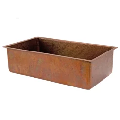 Discount 33" Antique Hammered Copper Kitchen Single Basin Sink Single Bowl Sinks|Undermount Sinks