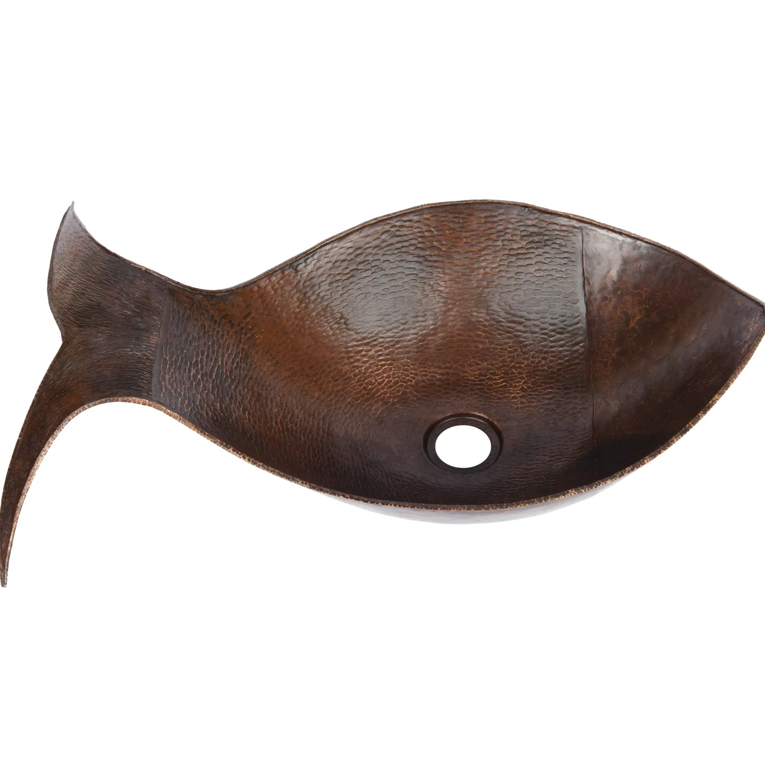 Outlet Fish Vessel Hammered Copper Sink Above Counter / Vessel Sinks