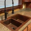 Hot 33" Hammered Copper Kitchen 40/60 Double Basin Sink Double Bowl Sinks|Undermount Sinks