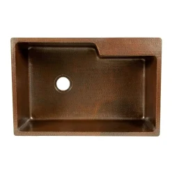 33" Hammered Copper Kitchen Single Basin Sink with Space For Faucet Single Bowl Sinks|Undermount Sinks