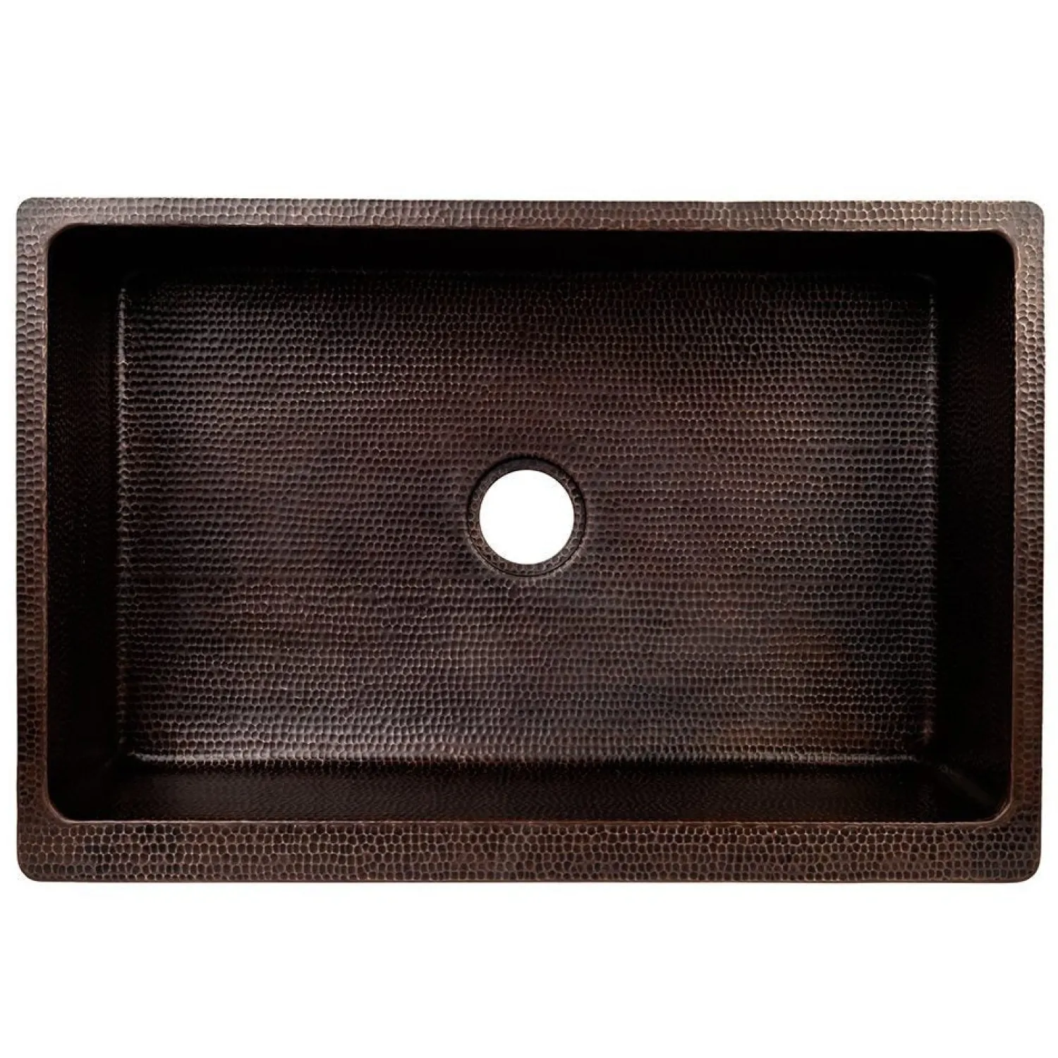 Discount 33" Hammered Copper Kitchen Apron Single Basin Sink with Rings Single Bowl Sinks|Apron Front / Farmhouse Sinks