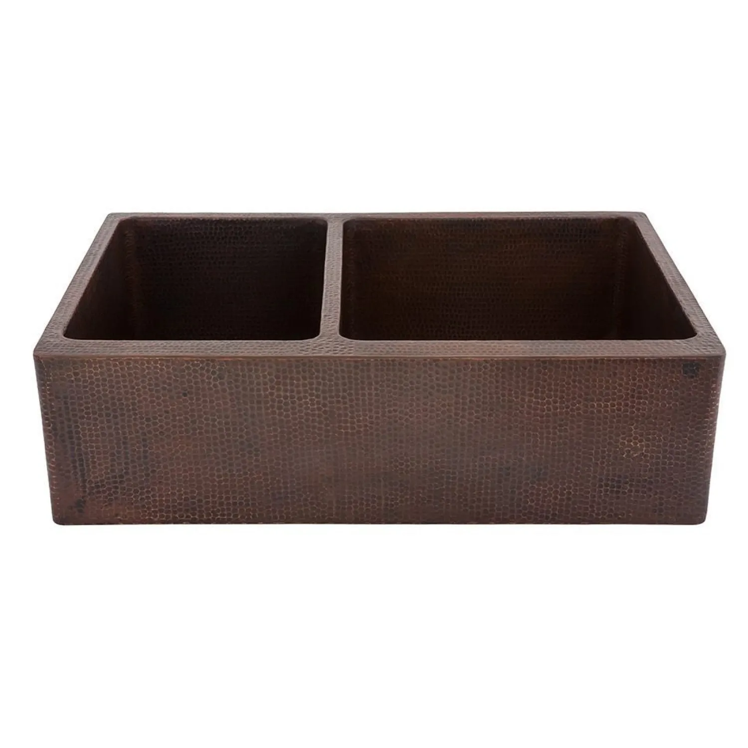 33" Hammered Copper Kitchen Apron 40/60 Double Basin Sink Double Bowl Sinks|Apron Front / Farmhouse Sinks