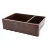New 33" Hammered Copper Kitchen Apron 75/25 Double Basin Sink Double Bowl Sinks|Apron Front / Farmhouse Sinks
