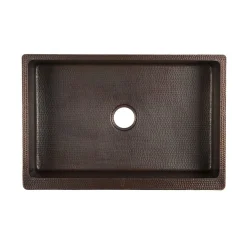 30" Hammered Copper Kitchen Apron Single Basin Sink with Scroll Design Single Bowl Sinks|Apron Front / Farmhouse Sinks