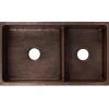 Outlet 33" Hammered Copper Kitchen 60/40 Double Basin Sink with Short 5" Divider Double Bowl Sinks
