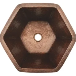 Hot Hexagon Under Counter Hammered Copper Sink Undermount