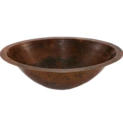 Outlet Master Bath Oval Under Counter Hammered Copper Bathroom Sink Undermount