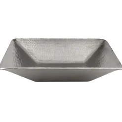 Clearance Modern Rectangle Hand Forged Old World Copper Vessel Sink in Nickel Above Counter / Vessel Sinks