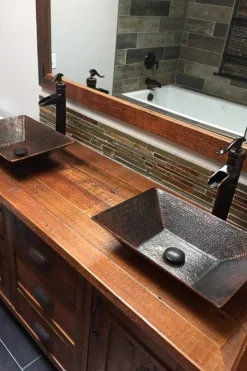 New Modern Rectangle Hand Forged Old World Copper Vessel Sink Above Counter / Vessel Sinks