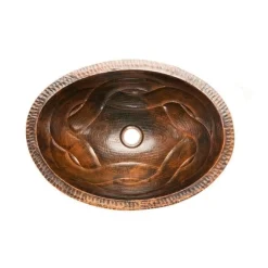 Discount Oval Braid Under Counter Hammered Copper Sink Undermount