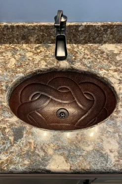 Discount Oval Braid Under Counter Hammered Copper Sink Undermount