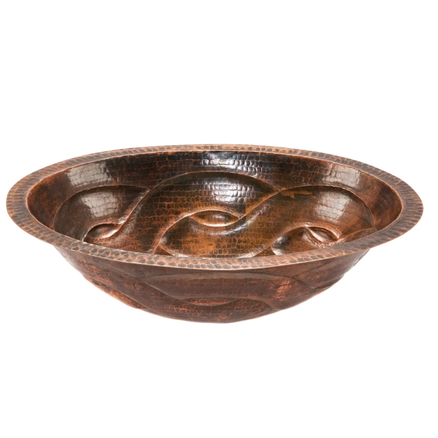 Discount Oval Braid Under Counter Hammered Copper Sink Undermount