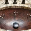 Discount Oval Fleur De Lis Under Counter Hammered Copper Sink Undermount