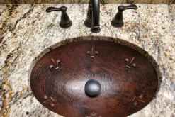 Discount Oval Fleur De Lis Under Counter Hammered Copper Sink Undermount
