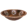Clearance Oval Star Under Counter Hammered Copper Bathroom Sink Undermount