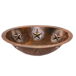 Clearance Oval Star Under Counter Hammered Copper Bathroom Sink Undermount