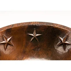 Clearance Oval Star Under Counter Hammered Copper Bathroom Sink Undermount