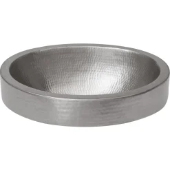 Clearance Oval Skirted Vessel Hammered Copper Sink in Nickel Semi-Recessed Sinks|Above Counter / Vessel Sinks