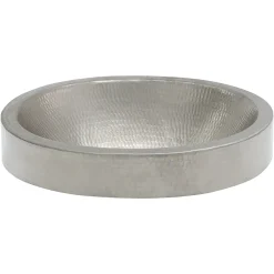 Clearance Oval Skirted Vessel Hammered Copper Sink in Nickel Semi-Recessed Sinks|Above Counter / Vessel Sinks