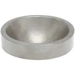 Clearance Oval Skirted Vessel Hammered Copper Sink in Nickel Semi-Recessed Sinks|Above Counter / Vessel Sinks