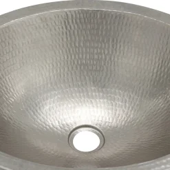 Clearance Oval Skirted Vessel Hammered Copper Sink in Nickel Semi-Recessed Sinks|Above Counter / Vessel Sinks